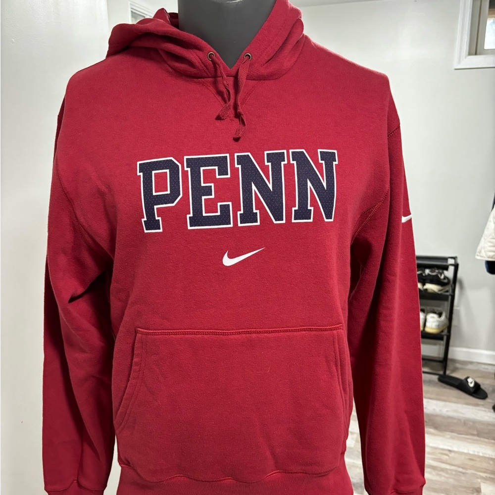 Vintage Red Nike UPenn Hoodie Team Issued Y2K 2000s Center Swoosh Medium